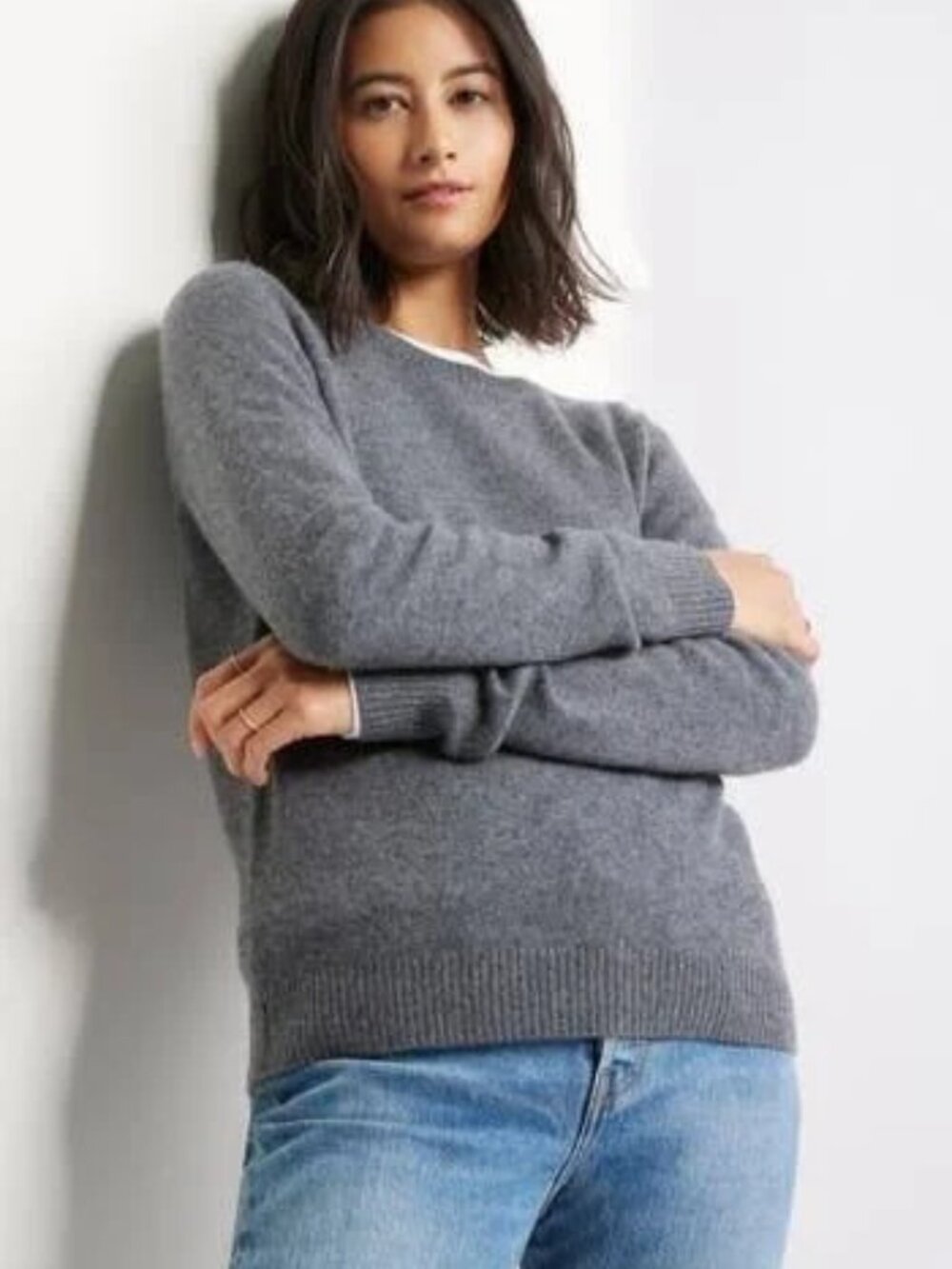Nordstrom 100% Cashmere Crewneck Sweater in Heather Gray Size Medium